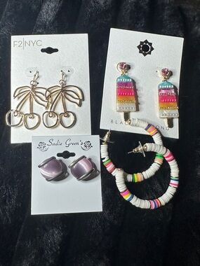 Colorful Popsicle, Cherry & Beaded Hoop Earring Set
